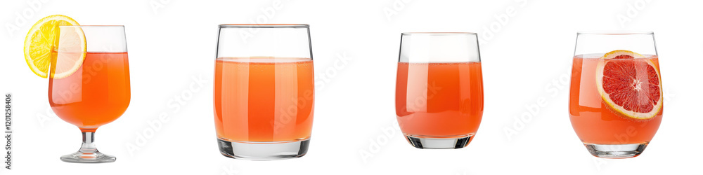 A vibrant arrangement of various chilled citrus infused beverages including orange lemon and grapefruit juices served in transparent glasses on a table A vibrant arrangement of various chilled citrus infused beverages including orange lemon and grapefruit juices served in transparent glasses on a table