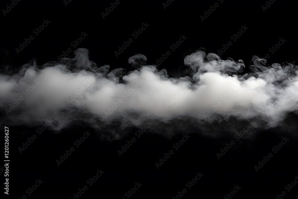Mysterious White Smoke Mist on Black Background for Abstract Design Mysterious White Smoke Mist on Black Background for Abstract Design