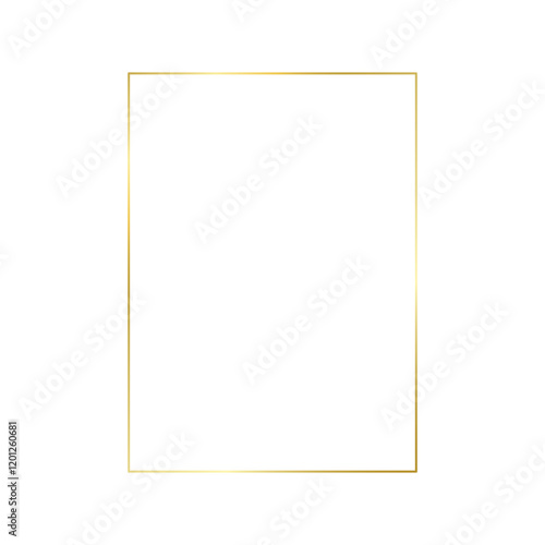Decorative gold rectangle frame for note text. Vintage rectangular shape from line. Highlight and underline text box decorative. Golden line border. Vector on isolated background illustration