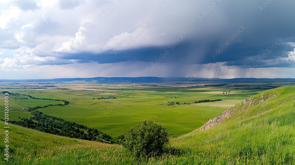 Fototapeta premium Vast landscape with approaching storm