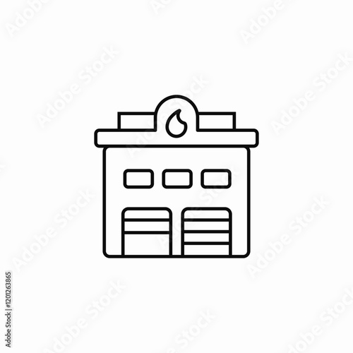 Fire station emergency building icon vector sign