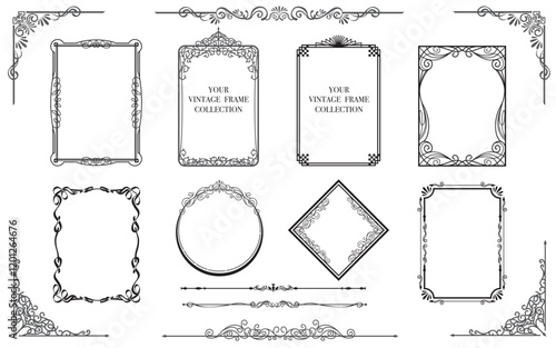 Vintage vector Set. Decorative vector frames and borders. Floral elements for design of monograms, invitations, menus, labels..eps
