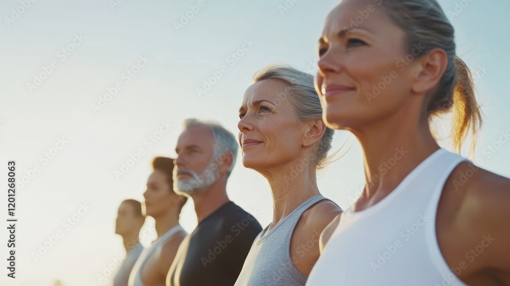 Group enjoying the sun, embodying vitality, and unity Group enjoying the sun, embodying vitality, and unity