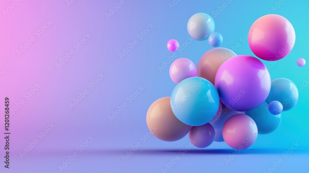 Colorful spheres on a gradient background, creating a modern aesthetic.