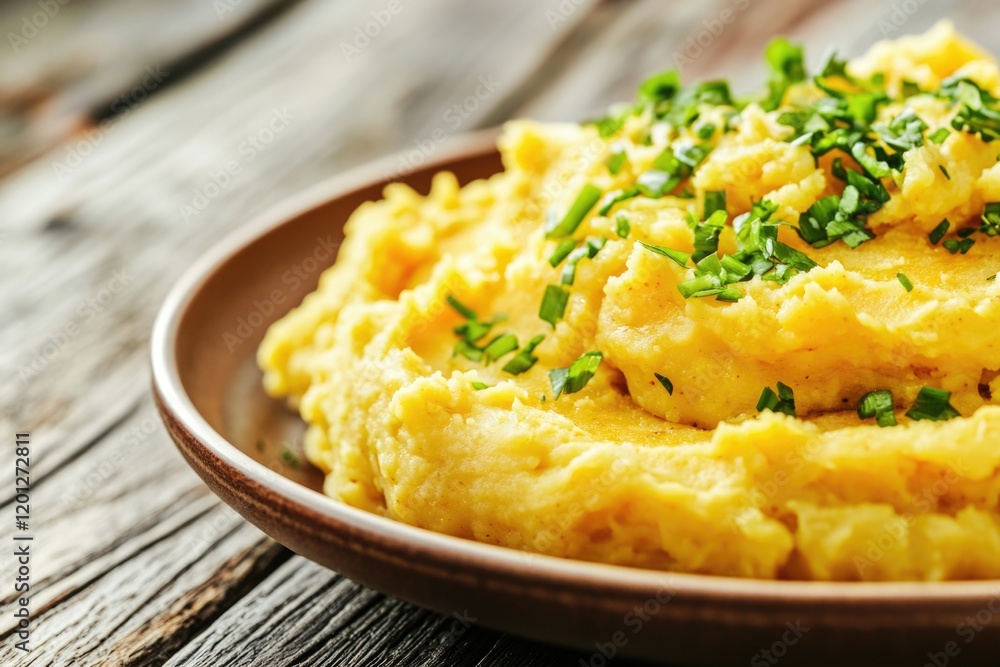 A plate of creamy mashed potatoes topped with fresh parsley A plate of creamy mashed potatoes topped with fresh parsley