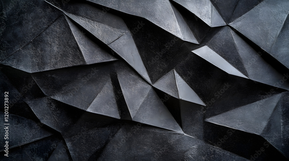 Black white dark gray abstract background. Geometric pattern shape. Line triangle polygon angle. Gradient. Shadow. Matte. 3d effect. Rough grain grungy. Design. Template. Presentation. Black white dark gray abstract background. Geometric pattern shape. Line triangle polygon angle. Gradient. Shadow. Matte. 3d effect. Rough grain grungy. Design. Template. Presentation.
