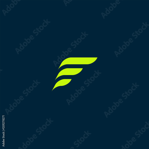 Initial letter F wing, F Logo, FF Monogram, Initial FF Logo, Letter FF Logo, modern, Icon, Vector dynamic, green blue color