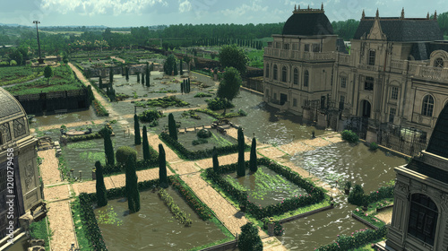 Wallpaper Mural Flooded formal gardens and grand chateau Torontodigital.ca