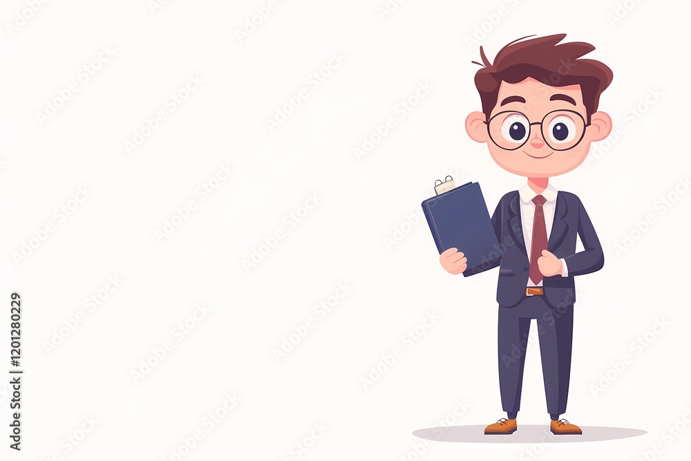 A young professional in a suit presents a clipboard embodying business success. A young professional in a suit presents a clipboard embodying business success.