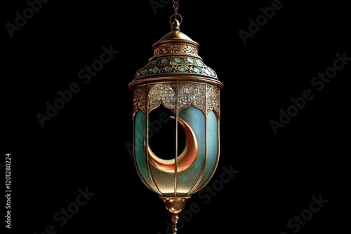 Elegant Ramadan Lantern with Crescent Moon photo