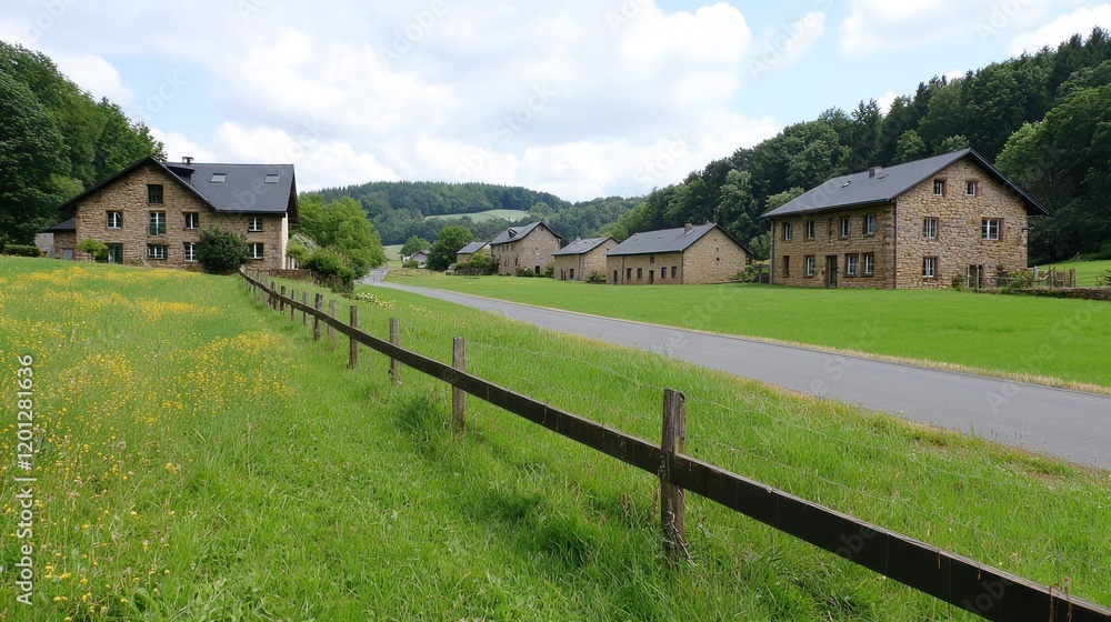 Fototapeta premium Stone houses in a peaceful village