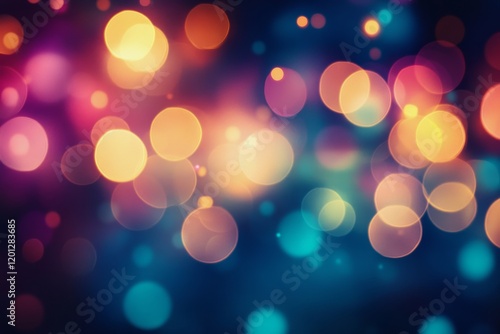 Colorful bokeh lights create a dreamy atmosphere in a nighttime setting