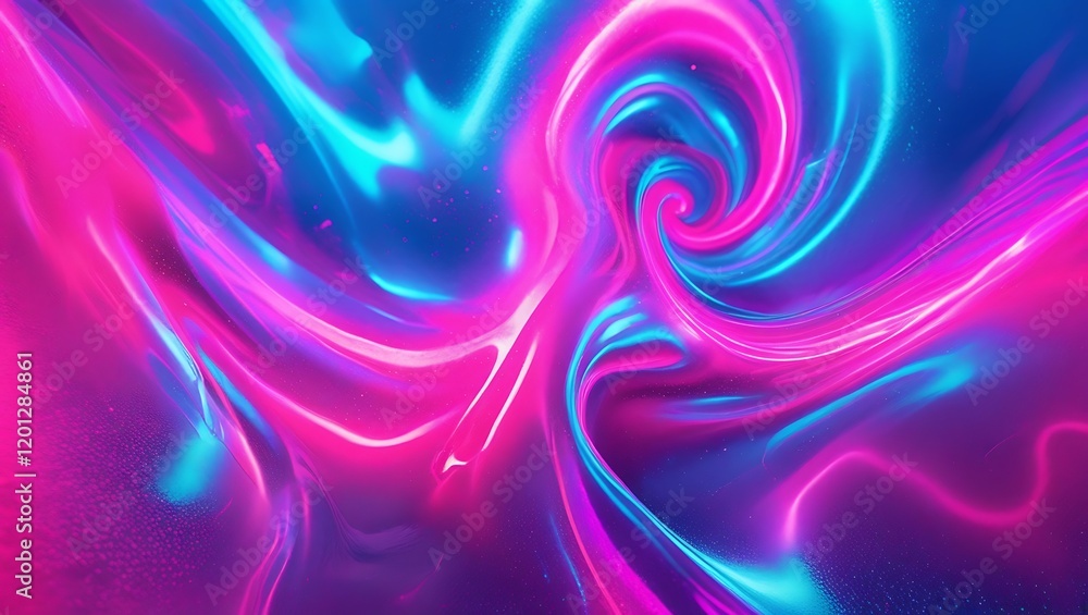 Fototapeta premium Swirling neon pink and blue gradient abstract background with vivid glowing tones and smooth textures for artistic designs