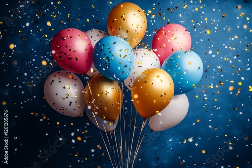 Colorful balloons with confetti celebrating a festive occasion for joy and fun