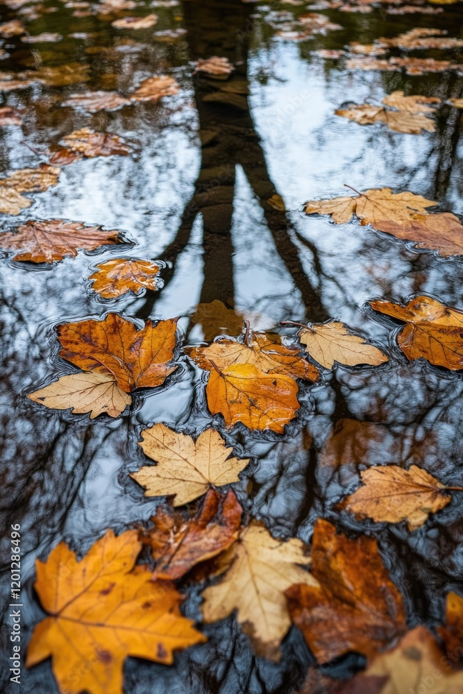 A calm and serene scene with the reflection of a tree in a puddle of water, perfect for use in peaceful or nature-inspired designs A calm and serene scene with the reflection of a tree in a puddle of water, perfect for use in peaceful or nature-inspired designs