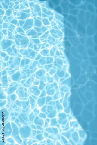 Shimmering pool water, sunlight reflections, crystal clear turquoise, rippling surface, calm water texture, summer vibes, refreshing aqua tones, underwater patterns, peaceful swimming pool