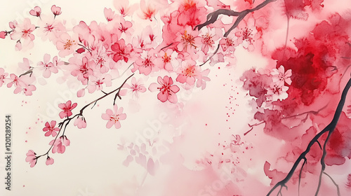 桜の花の水彩画