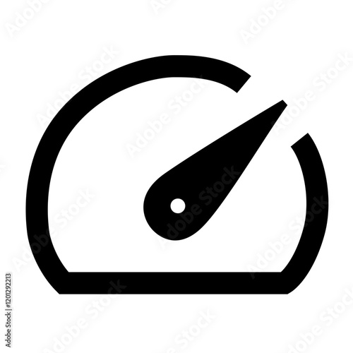 Speedometer icon symbolizing fast navigation and speed control.Performance metrics. Dashboard design. Technology visualization.Innovation. Fast performance. Technology efficiency.