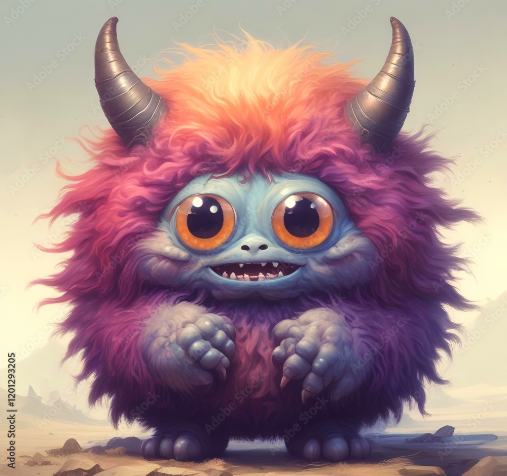 Illustration of fluffy and cute small monster. Illustration of fluffy and cute small monster.