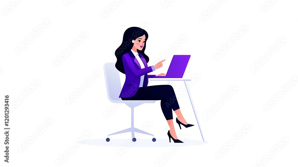 Confident businesswoman using laptop at her desk Confident businesswoman using laptop at her desk