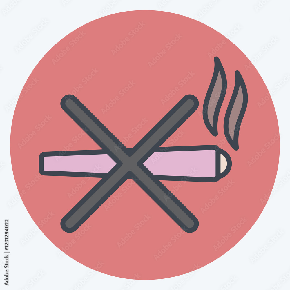 Obraz premium Icon Ban Smoking. related to Smoking symbol. color mate style. design editable