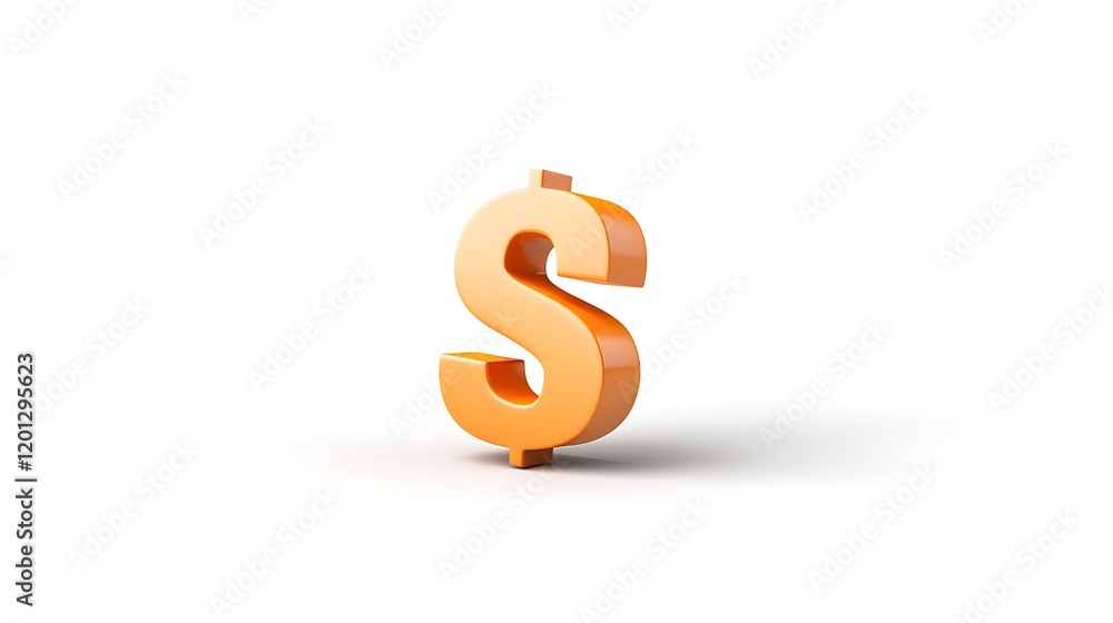 Three Dimensional Orange Dollar Sign Three Dimensional Orange Dollar Sign