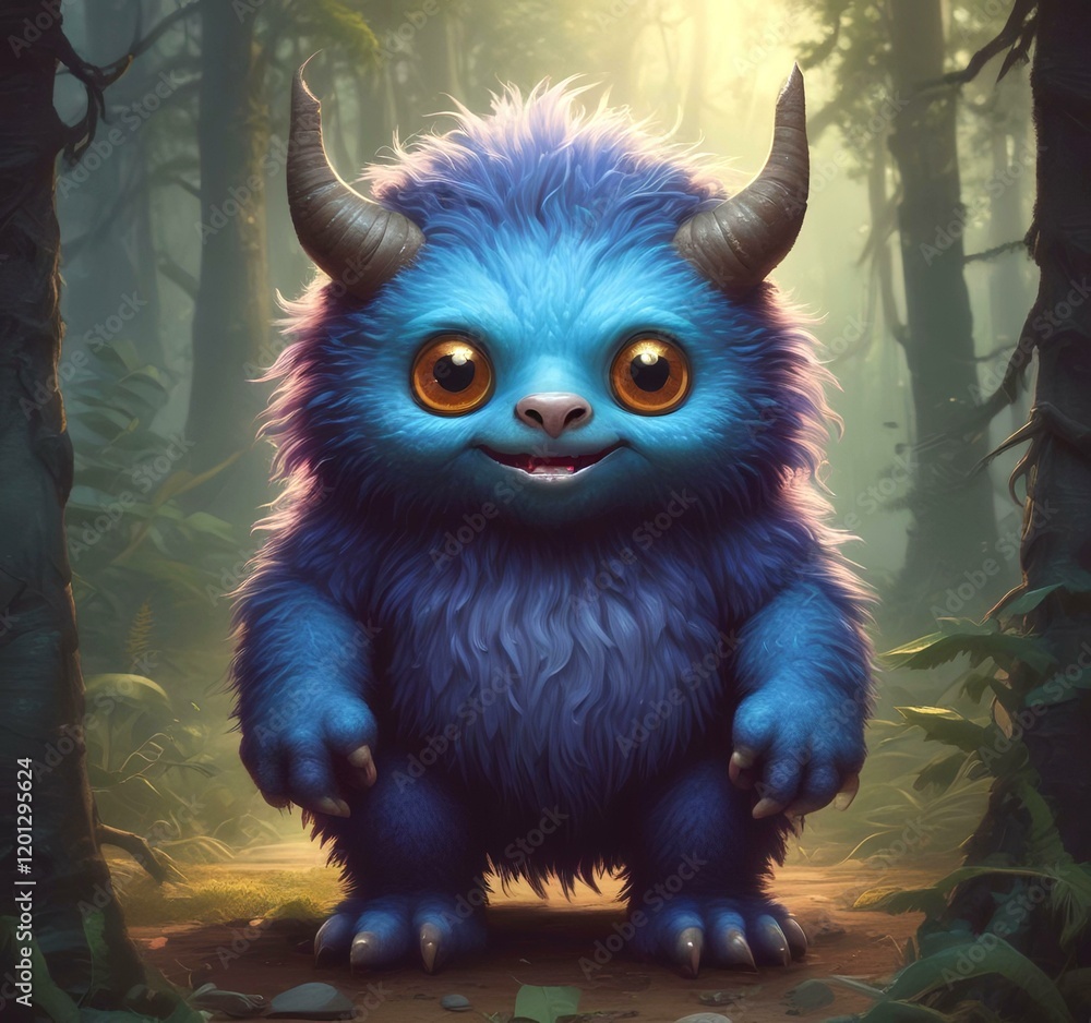 Illustration of fluffy and cute small monster. Illustration of fluffy and cute small monster.