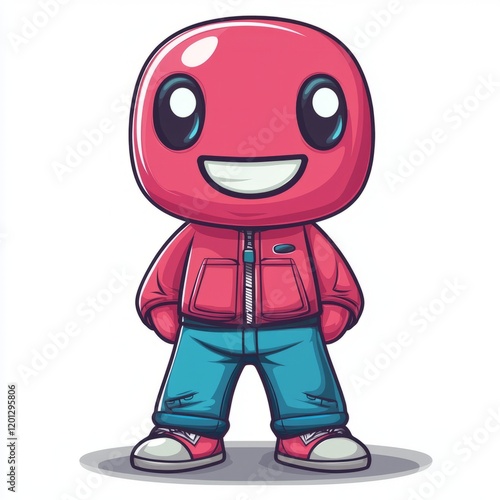 Happy Red Head Cartoon Character Wearing Trendy Clothes photo