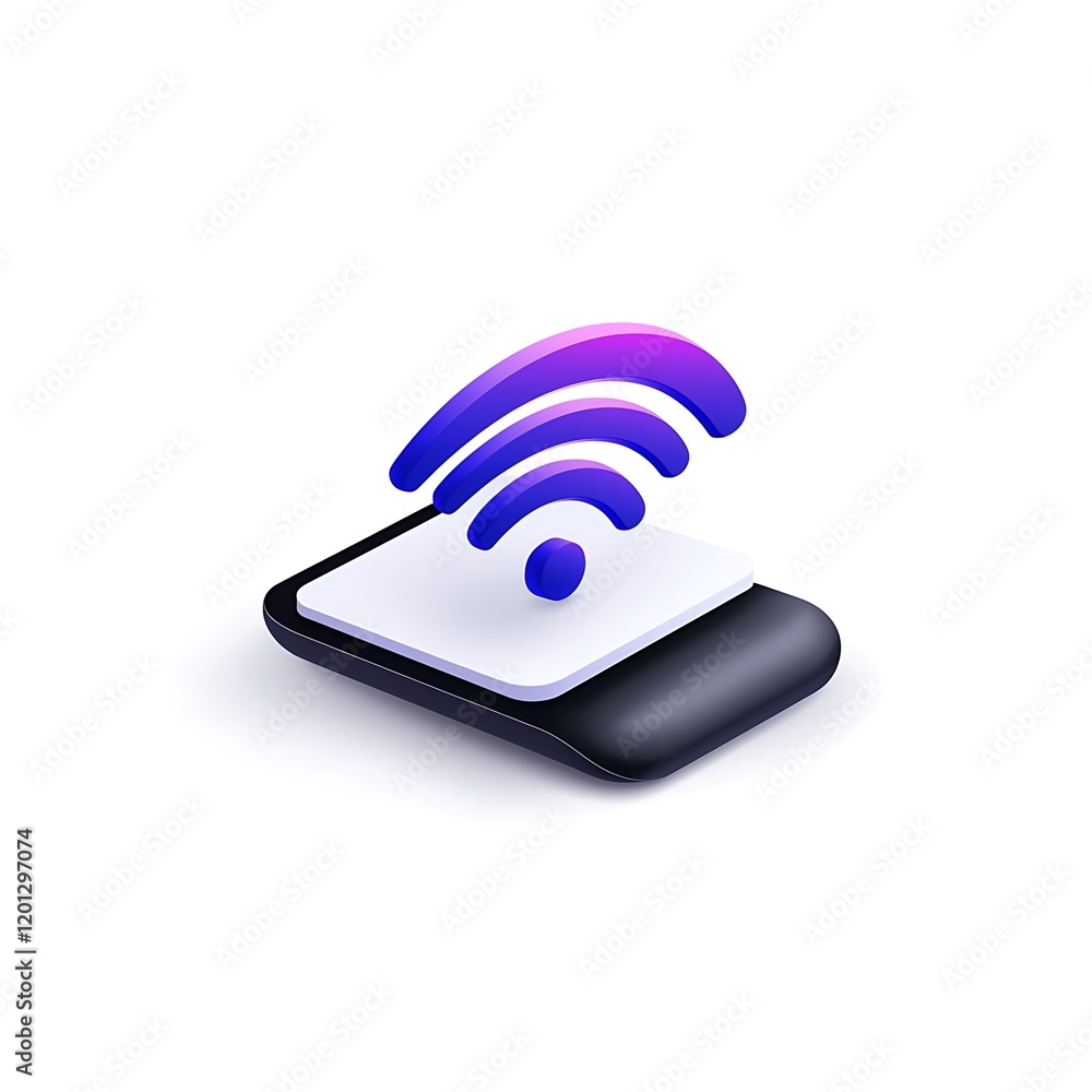 Isometric Illustration of Smartphone with Wifi Signal Isometric Illustration of Smartphone with Wifi Signal