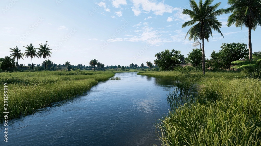 Fototapeta premium Tranquil Tropical River Scene