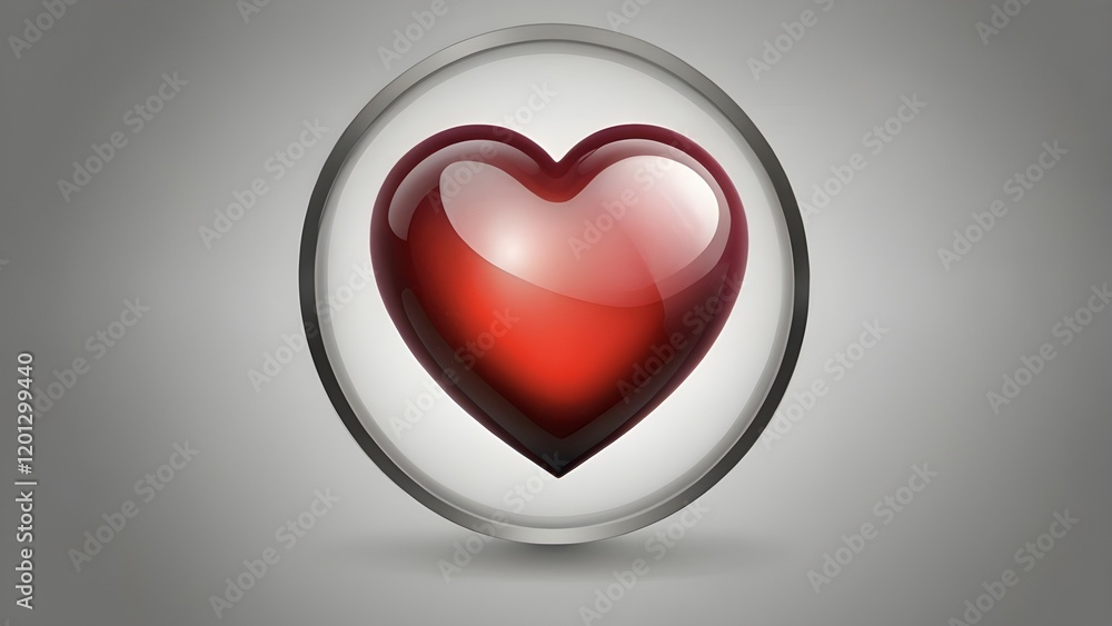 Glossy Heart Icon on Transparent Background Glossy Heart Icon on Transparent Background
