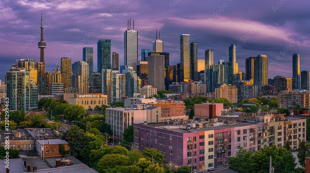 Obraz premium Toronto Skyline at Dusk: A Stunning Urban Landscape