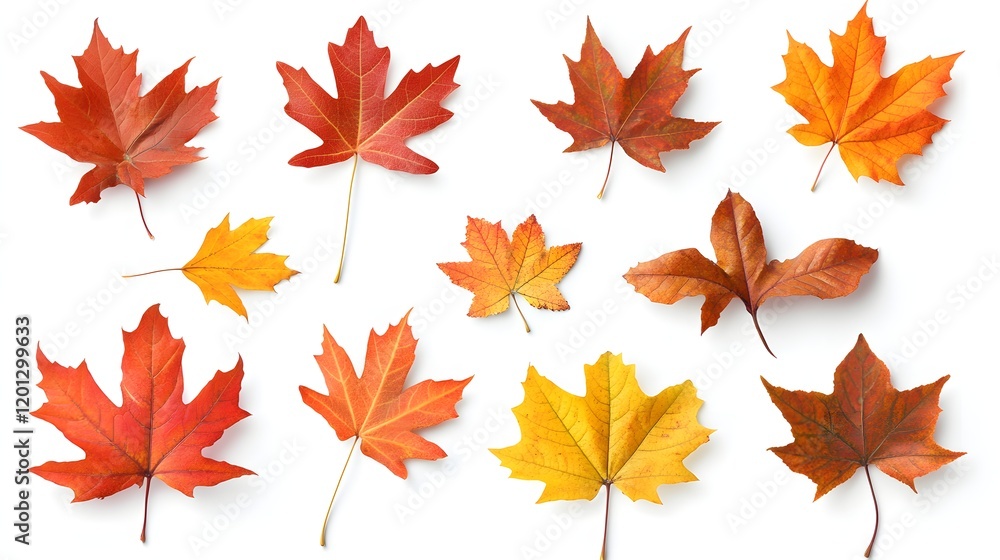 Autumn Maple Leaves Isolated On White Background Autumn Maple Leaves Isolated On White Background