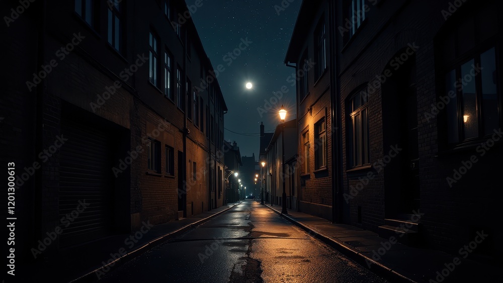 A sleek black asphalt road snakes diagonally across an open landscape, bordered by elegant brick buildings adorned with inviting windows, capturing a sense of urban elegance against nature's backdrop