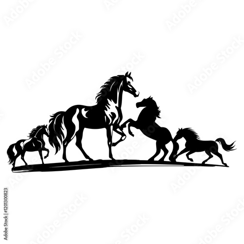 horses  silhouettes