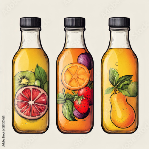 Fresh Fruit Juice Collection in Glass and Jar – Healthy Tropical Drinks