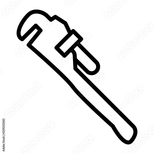 Pipe Wrench Vector Line Icon Design