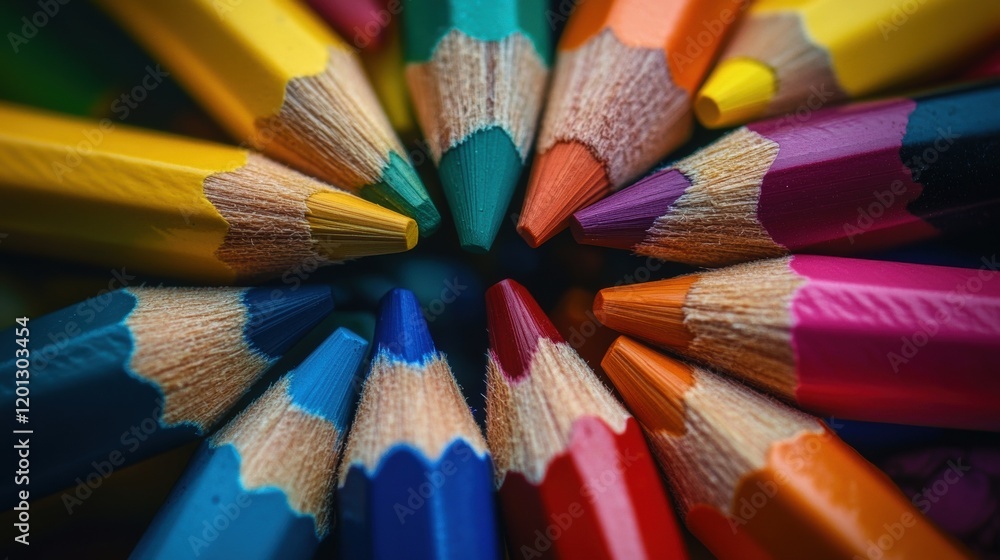 Vibrant Colored Pencils Close Up Art Supplies Creative Colorful Drawing Tools Macro Photography Vibrant Colored Pencils Close Up Art Supplies Creative Colorful Drawing Tools Macro Photography