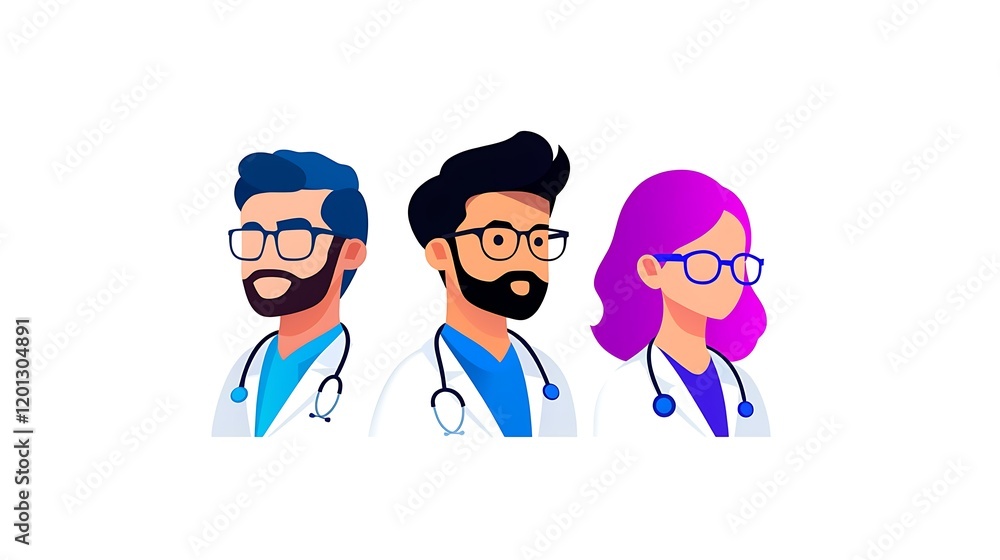 Pixel art portrait of diverse medical professionals Pixel art portrait of diverse medical professionals