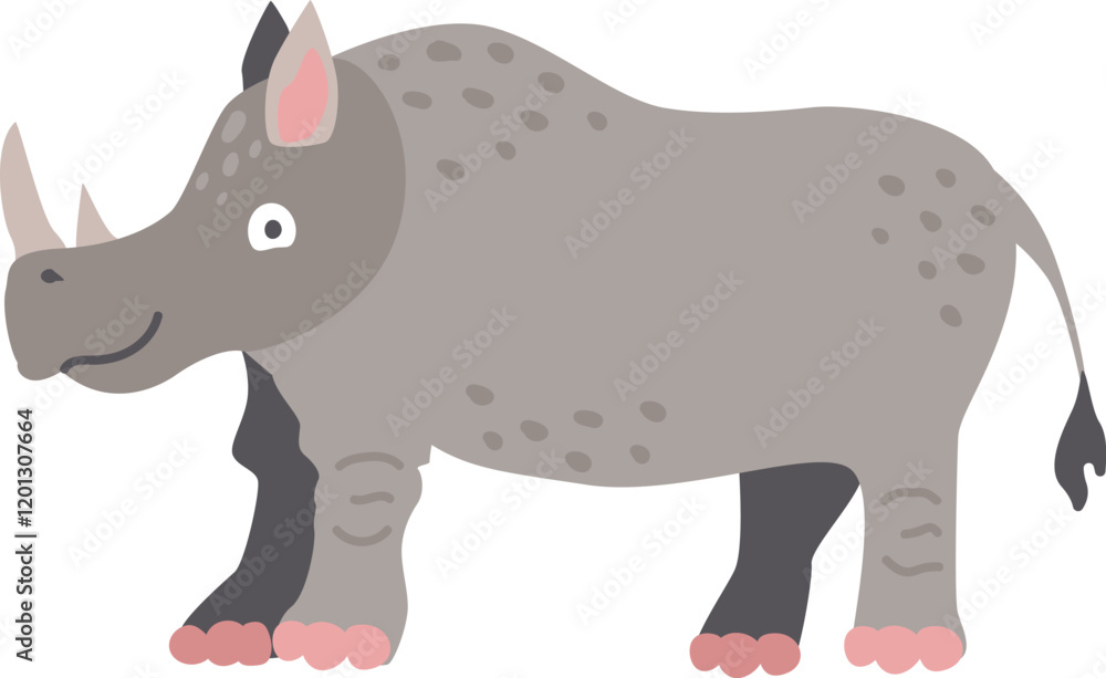 Fototapeta premium Cute rhinoceros. Vector illustration, simple cartoon style