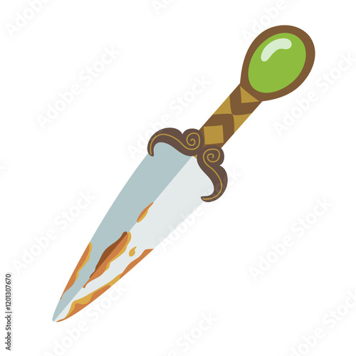 Rusty dagger. Vector illustration; simple cartoon style