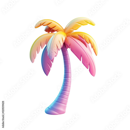 palm tree with colorful leaves, perfect for summer vibes
