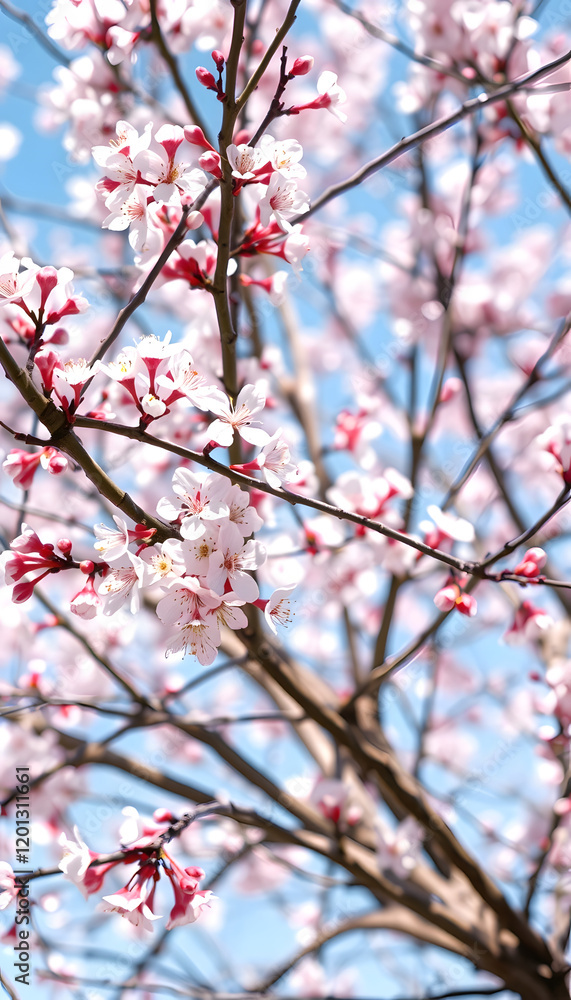 Blossoming tree branches with copy space banner spring time concept, hyperrealism, with white tones Blossoming tree branches with copy space banner spring time concept, hyperrealism, with white tones