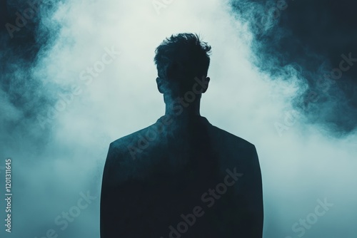 Wallpaper Mural Silhouette of young caucasian male in misty atmosphere with dramatic lighting Torontodigital.ca
