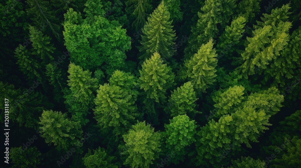 Aerial perspective of dense green forest Aerial perspective of dense green forest