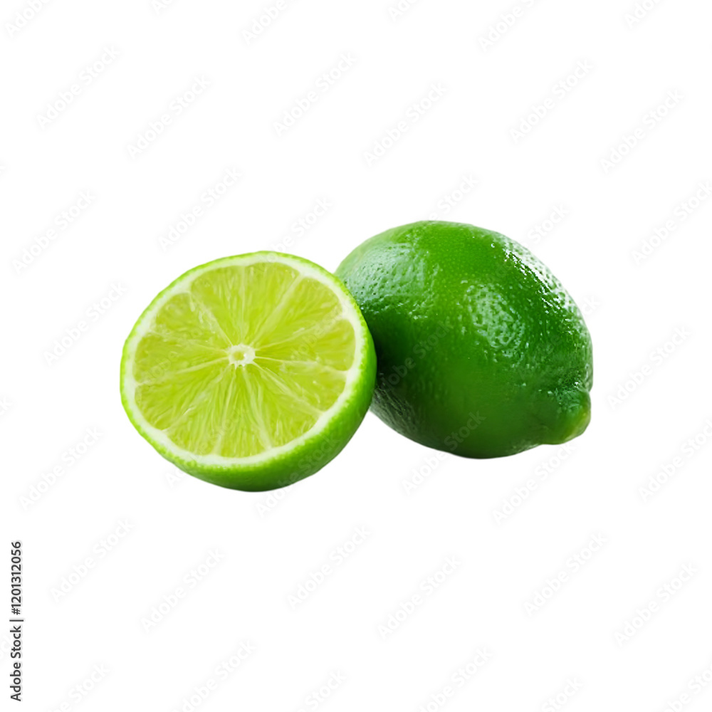 Natural fresh green lime fruit isolated on a transparent background. Lemon fruit. Natural fresh green lime fruit isolated on a transparent background. Lemon fruit.