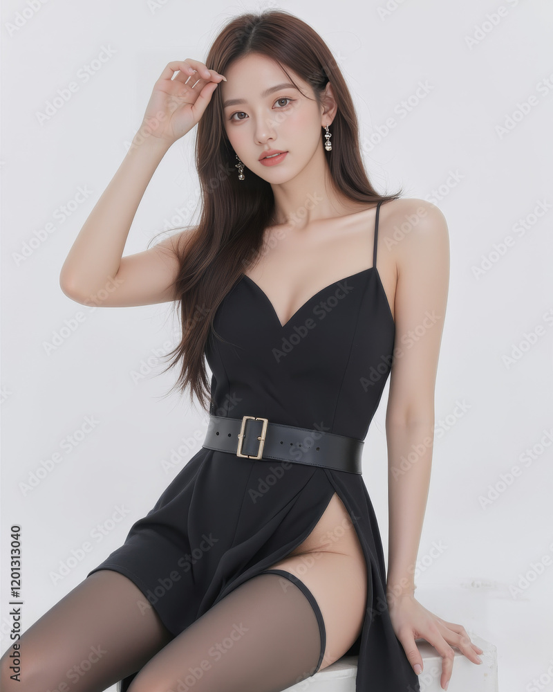 Naklejka premium ai korean female model