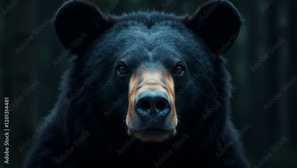 black bear portrait, close-up, intense gaze, striking eyes, dark background, detailed fur texture, wildlife photography, dramatic lighting, high contrast, realistic, majestic animal, powerful predator black bear portrait, close-up, intense gaze, striking eyes, dark background, detailed fur texture, wildlife photography, dramatic lighting, high contrast, realistic, majestic animal, powerful predator