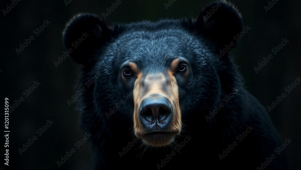 black bear portrait, close-up, intense gaze, striking eyes, dark background, detailed fur texture, wildlife photography, dramatic lighting, high contrast, realistic, majestic animal, powerful predator black bear portrait, close-up, intense gaze, striking eyes, dark background, detailed fur texture, wildlife photography, dramatic lighting, high contrast, realistic, majestic animal, powerful predator