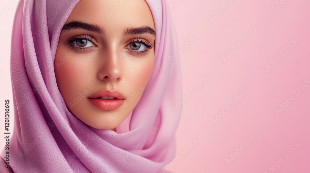 Young Woman Wearing a Lavender Hijab Young Woman Wearing a Lavender Hijab